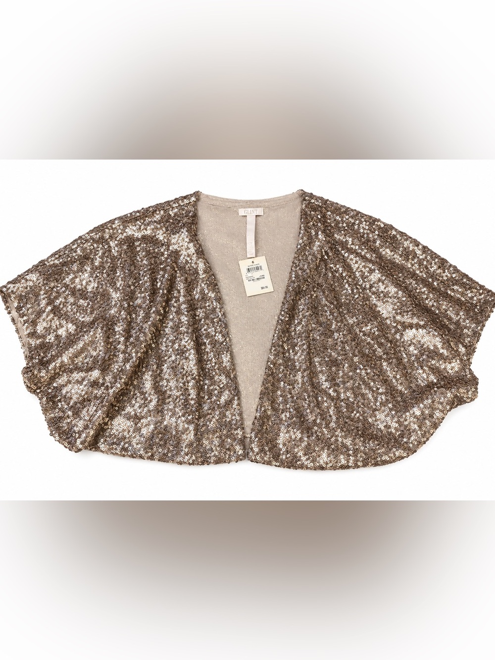 Glint Women's Sequin Open-Front Cape/Bolero Jacket in Champagne Gold